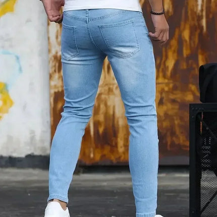 2025 Spring New Mens Slim Fit Classic Skinny Jeans Casual Street Style Casual Mens Skinny Jeans Male Slim Fit Pencil Denim Blue