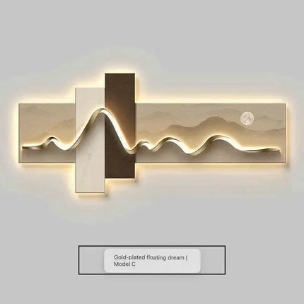 Peinture décorative de salon, peinture à lumière ambiante LED, mur de fond de canapé de luxe moderne, peinture suspendue minimaliste