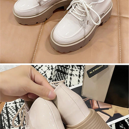 Women Patent Learther Platform Sneakers 10CM Wedge Heels Ladies Autumn Chunky Sneakers Pumps Woman Non Slip Super Thick Shoes