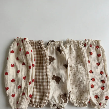 Organic Cotton Baby Pants Newborn Toddlers Autumn Spring Summer Winter Cute Print Soft Muslin Clothes Pants Pantalons Capris