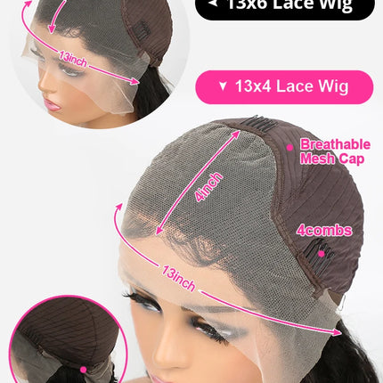 High Density 250% 40 46Inch Deep Wave 13x6 HD Lace Front Human Hair Wig Loose Water Wave Curly 13x4 Lace Frontal Wig Human Hair