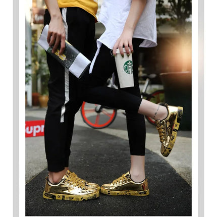 Couple Gold Silver Jogging Sneakers Men Hip Hop Casual Unisex Shoes Tennis Women Running Trainers Clunky Streetwear Footwear