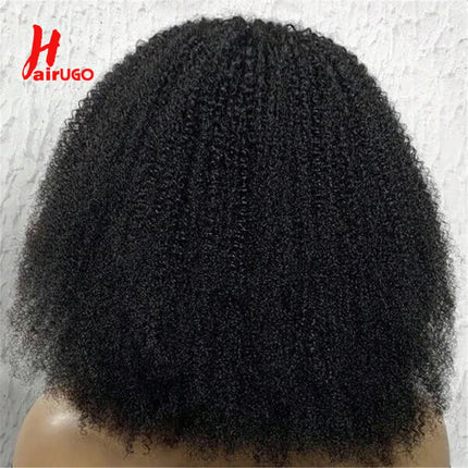 250% Afro Kinky Human Hair Wig With Bangs Machine Made Afro Kinky Curly Wigs For Women Brazilian Glueless Wigs 12“-16“ HairUGo