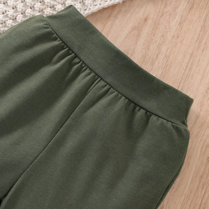 Spring and Autumn Two-Piece Baby Boy Sports Leisure Comfortable Dinosaur Pattern Long Sleeve Top Army Green Pants Suit