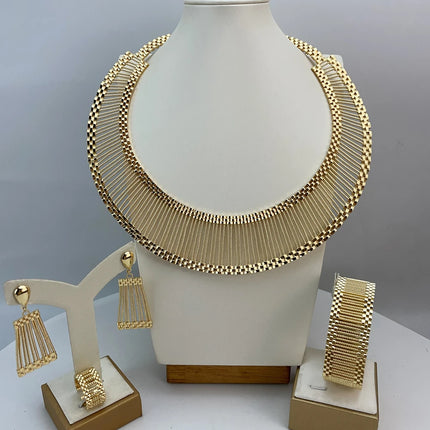 Jewelry Set For African Women Brazilian Choker Necklace Huge Fine Luxury Bride Party Jewelry FHK22583