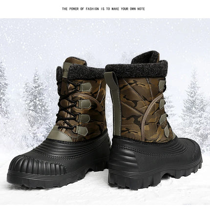 Winter Mid-calf Duck Boots for Men Warm Outdoor Snow Boots Waterproof Hunting Boots Working Boots Mens Camouflage Outdoor Shoes