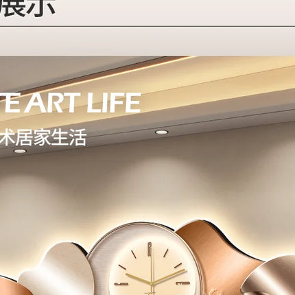 Luxury Wall Art With Built-in Clock Modern Living Room Decor 3D Wall Lamp Creative Sofa Background Painting Home Wall Decor