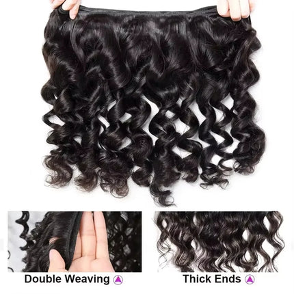 100% Human Hair Bundle Premium Loose Deep Wave Bundle 16A Brazilian Hair 22 Inch Long Lasting Natural Black for black women  ﻿