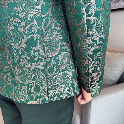 New (Blazer+vest+pants) for Men. Fashion. Casual. British Style. Singer Performance. High Density Jacquard Wedding Dress. Suit