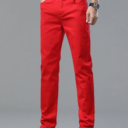 Four Season New Men's Yellow Jeans Fashion Business Casual Straight Denim Stretch Trousers All-match Men's Casual Pants Jeans