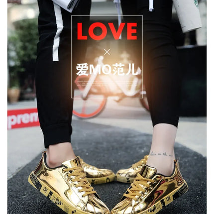 Couple Gold Silver Jogging Sneakers Men Hip Hop Casual Unisex Shoes Tennis Women Running Trainers Clunky Streetwear Footwear