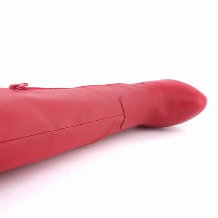 New Large Size Women Boots Autumn Winter Sexy 14cm Super High Heels Long Over Knee Long Boots Leather Round Toe Red Pumps Shoes