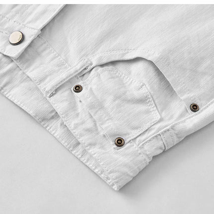 Men White Jeans Elasticity Straight Slim Fit Casual Soft Business Classic Brand Trousers Fashion Advanced Stretch Denim Pants