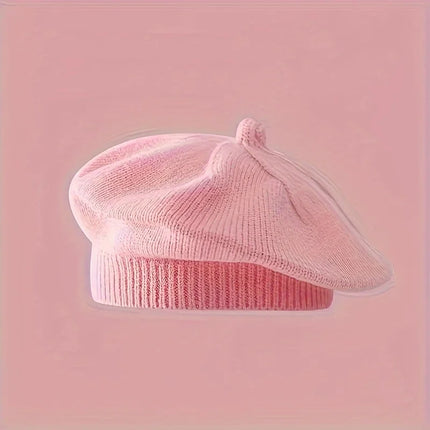 Fashion Baby Knitted Beret Hat Solid Color Children's Warm Hats Autumn Winter Painter Cap For Girls Kids Bonnet Accessories