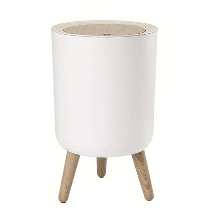 Round Trash Can With Lid, White Garbage Can With Foot, Paper Basket, Waste Bin For Bedroom Kitchen Bathroom Office Living Room