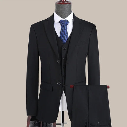 S-7XL Suit New (Blazer+ Vest + Pants) Korean Version of Slim-fit Work Clothes Fashion Business Men Casual Wedding Gentleman Suit