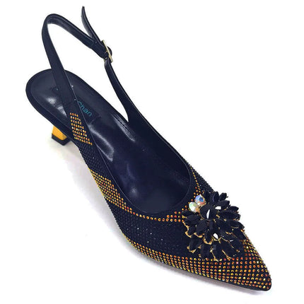 Newest Arrivals Special Design Silver Color African Women Shoes and Bag Set Pointed Toe Pumps for Wedding Party