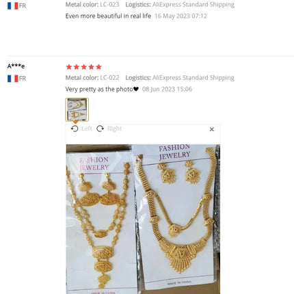 France Ethiopian Gold Color Jewelry Set For Women Dubai Necklace Bracelet Earrings Ring Set African Wedding Choker Wholesale