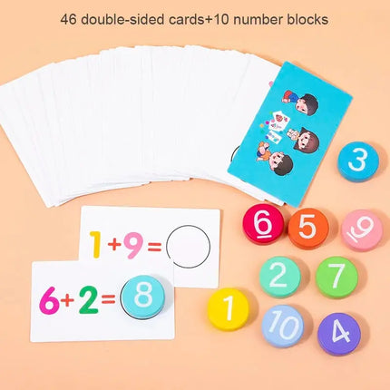 Math Toys Digital Card Montessori Wooden Addition Subtraction Teaching Aids Subtraction Operation Learning Logical Thinking