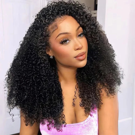 250% Density Kinky Curly Half Wigs Human Hair Seamless Flip Over Half Wig Beginner Friendly Curly Wigs for Black Women