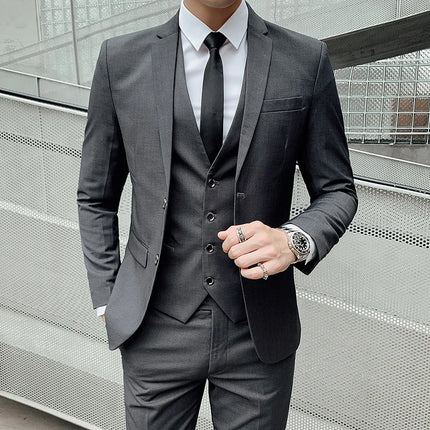 Suit Upgrade the new fabric Men's Business Gentleman Fashion Slim Work Solid Color Plus Size Fair Dress Wedding Best Man Suit