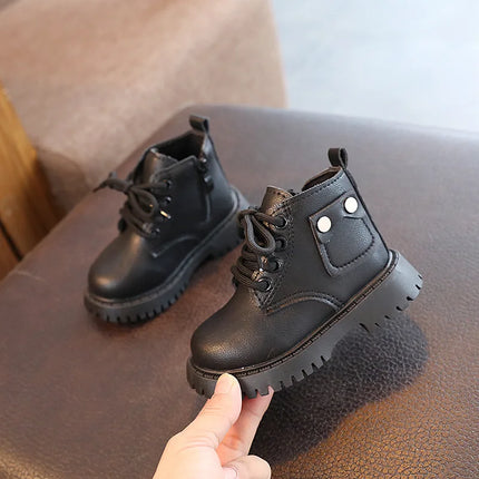 Children's Fashion Front Lace Up Soft Sole Anti Slip Warm Snow Boots Girls' Plush Casual Cotton Shoes