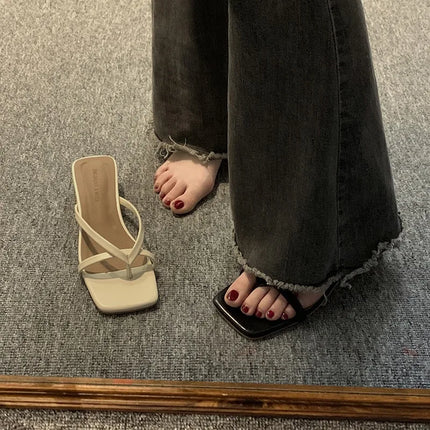 Flip-flops, Women Wear 2024 New Summer Half - Toe Sandals, Fashion Casual Mid-heel Chunky Sandals, Women's Shoes