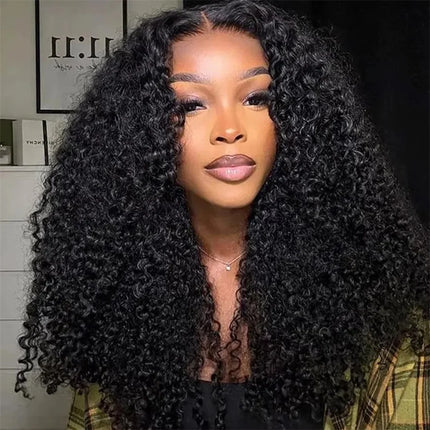 100% Malaysia Hair Kinky Curly Wigs 250 Density Ombre Double Drawn Hair Glueless Wigs 100% Human Hair 13x4 HD Lace Frontal Wigs