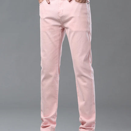 Four Season New Men's Yellow Jeans Fashion Business Casual Straight Denim Stretch Trousers All-match Men's Casual Pants Jeans