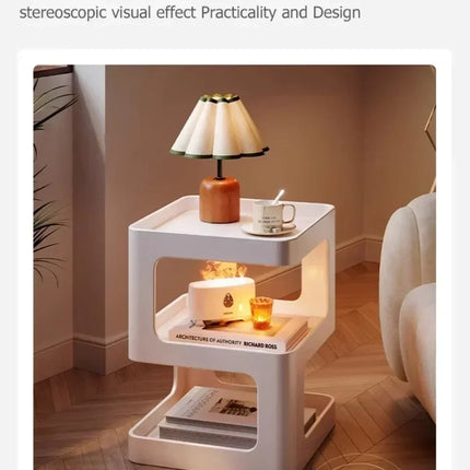Simple Modern Bedside Side Table Space-Saving Multi-Functional Home Storage Rack Creative Stylish Removable 2-Tier Storage Table