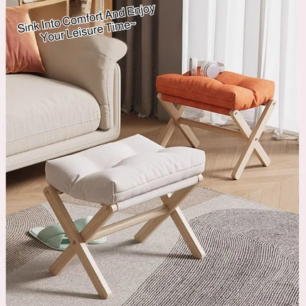Foldable Sofa Footstool Living Room Stool Sofa Stool Living Room Footstool Solid Wood Casual Stool Portable Desk Footstool