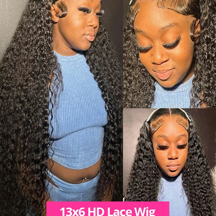 High Density 250% 40 46Inch Deep Wave 13x6 HD Lace Front Human Hair Wig Loose Water Wave Curly 13x4 Lace Frontal Wig Human Hair