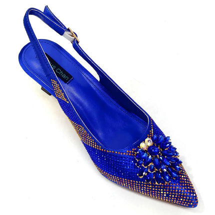 Newest Arrivals Special Design Silver Color African Women Shoes and Bag Set Pointed Toe Pumps for Wedding Party