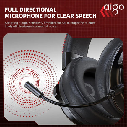 Aigo A700 Gaming Wired Headphone W/ HD Mic Scalable Virtual 7.1 Channel Sound Recognition 50mm Dynamic Headset for Esports FPS