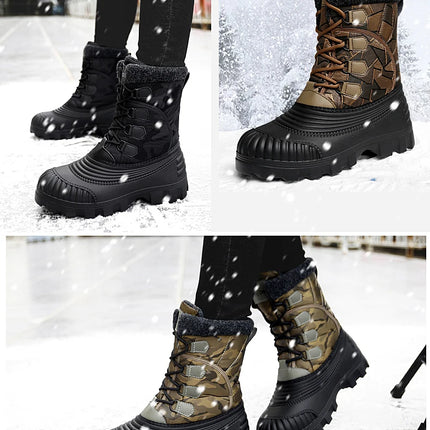 Winter Mid-calf Duck Boots for Men Warm Outdoor Snow Boots Waterproof Hunting Boots Working Boots Mens Camouflage Outdoor Shoes