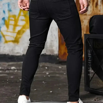 2025 Spring New Mens Slim Fit Classic Skinny Jeans Casual Street Style Casual Mens Skinny Jeans Male Slim Fit Pencil Denim Blue