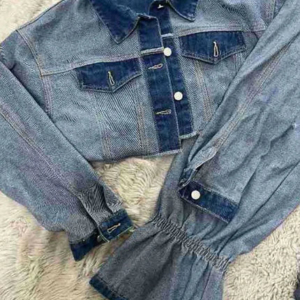 2 Piece Matching Set Spring Streetwear Button Top and Jeans Female Sexy Denim Pant Suits for Ladies wholesale Dropshipping