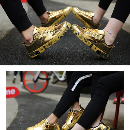Couple Gold Silver Jogging Sneakers Men Hip Hop Casual Unisex Shoes Tennis Women Running Trainers Clunky Streetwear Footwear
