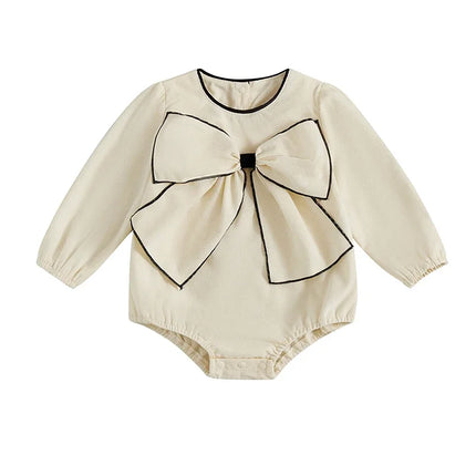 Baby Clothing  Girls Cute 3D Bow Rompers Toddler Infant Solid Long Sleeve Jumpsuits Newborn Autumn Clothes