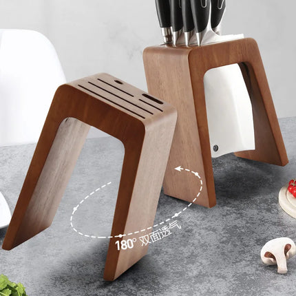 Thick Ebony Wood Kitchen Knife Holder Santoku Cleaver Storage Knife Rack Durable Knife Block Desktop Knife Stand Accessories