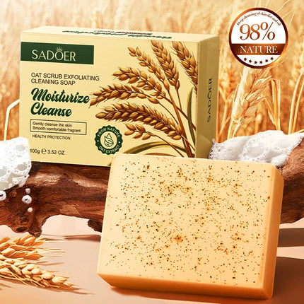 Savon nettoyant exfoliant à l'avoine biologique naturel Savon nettoyant en profondeur pour le corps et le visage fait à la main Éclaircit la peau sensible Rétrécit les pores