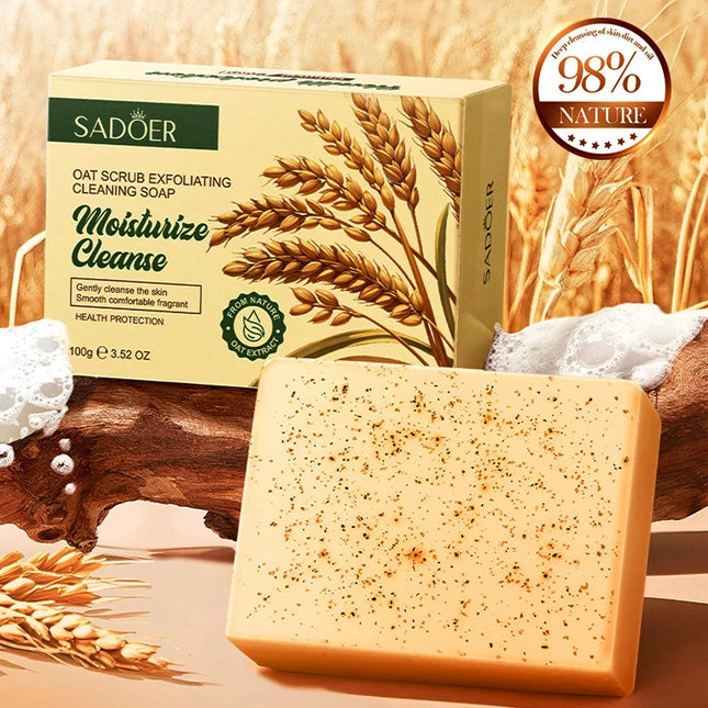 Savon nettoyant exfoliant à l'avoine biologique naturel Savon nettoyant en profondeur pour le corps et le visage fait à la main Éclaircit la peau sensible Rétrécit les pores