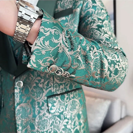 New (Blazer+vest+pants) for Men. Fashion. Casual. British Style. Singer Performance. High Density Jacquard Wedding Dress. Suit