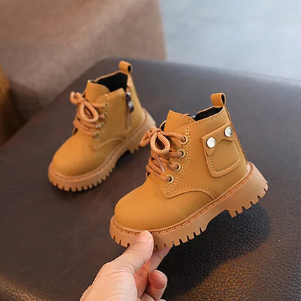 Children's Fashion Front Lace Up Soft Sole Anti Slip Warm Snow Boots Girls' Plush Casual Cotton Shoes