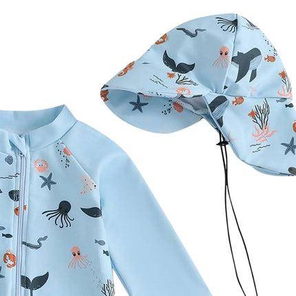 Infant Boys Swimsuit Long Sleeve Zipper Swimsuit Sun Protective Clothing Infant Bathing Swimwear Girls Swimsuit Two Piece