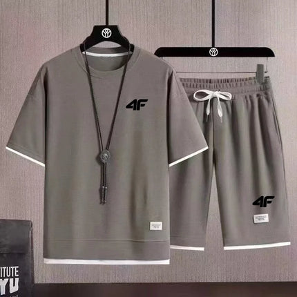 Summer fashion printed sportswear high quality men's comfortable shorts shorts 2-piece set of fitness jogging casual clothing