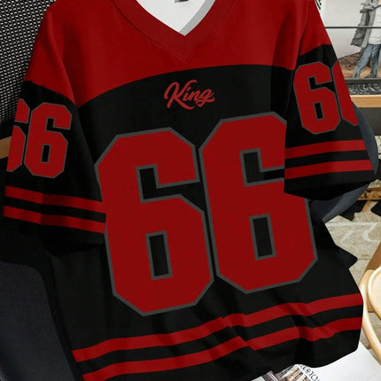 2025 summer new V-neck men's casual T-shirt Chicago letter-printed polyester pullover summer daily outdoor street wear clothes