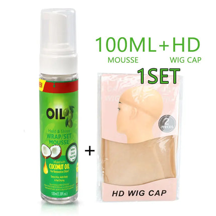 Olive Oil Hold & Shine Wrap/Set Mousse And Hd Wig Cap 100Ml Soft Curly Hair Mousse Wavy Braids Hair Wrapping Foam Good Smell