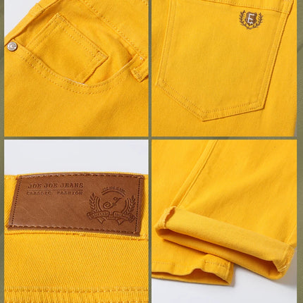 Four Season New Men's Yellow Jeans Fashion Business Casual Straight Denim Stretch Trousers All-match Men's Casual Pants Jeans