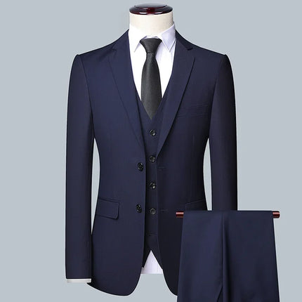 Men's Solid Color Business Suit 2025 High Quality Fashion Banquet Wedding Trend Groom Best Man Single 3/2/1
